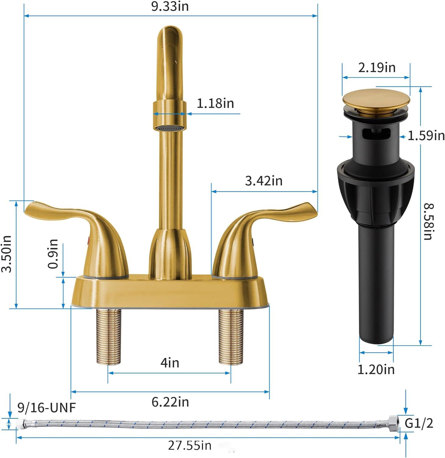 Centerset 2-handle Bathroom Faucet with Drain Assembly