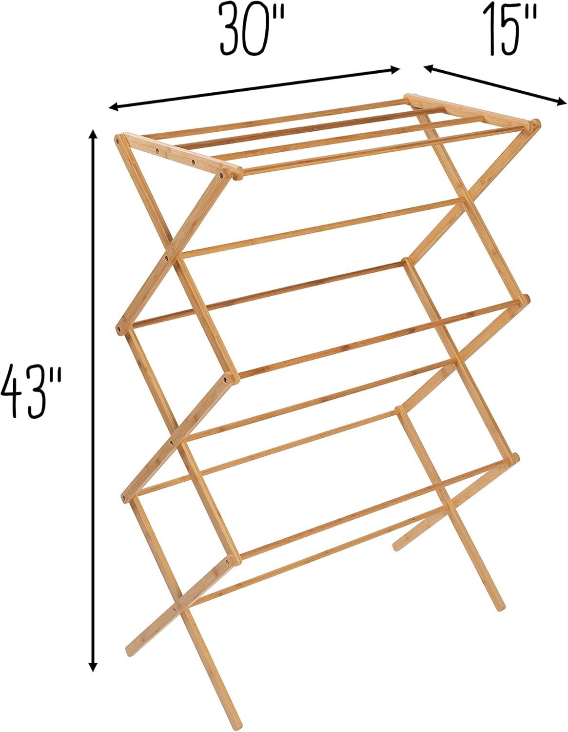 Natural Bamboo Collapsible Foldable Clothes Drying Rack