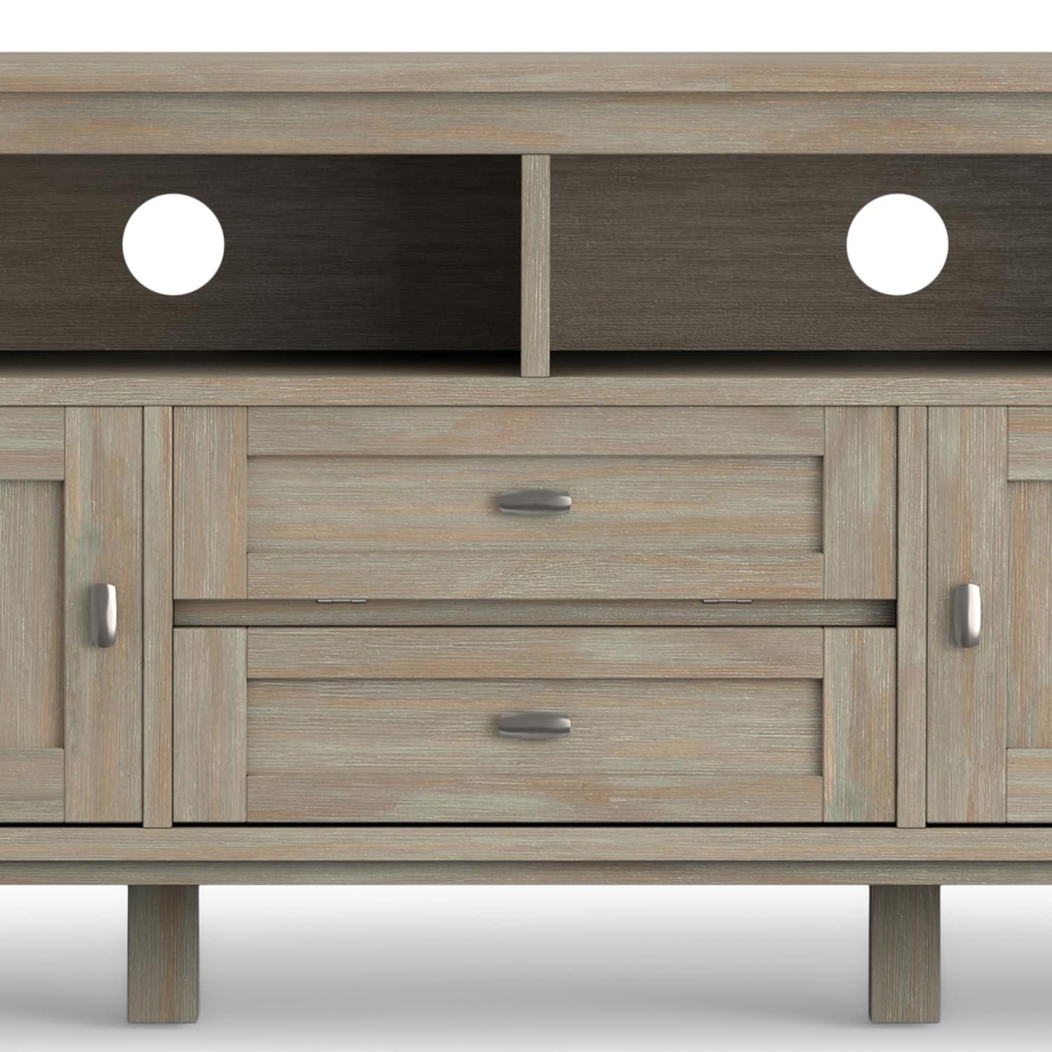 Simpli Home Warm Shaker 72"W Solid Wood TV Stand for TVs up to 80" with 4 Storage Cabinets and 2 Drawers