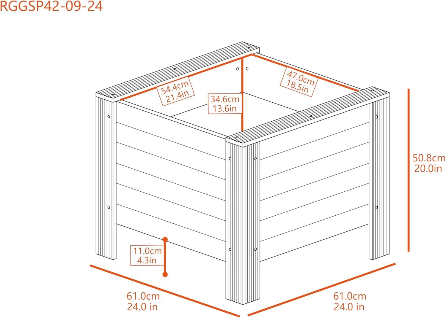 Walnut ECOFLEX Square Outdoor Planter 24" Durable Composite