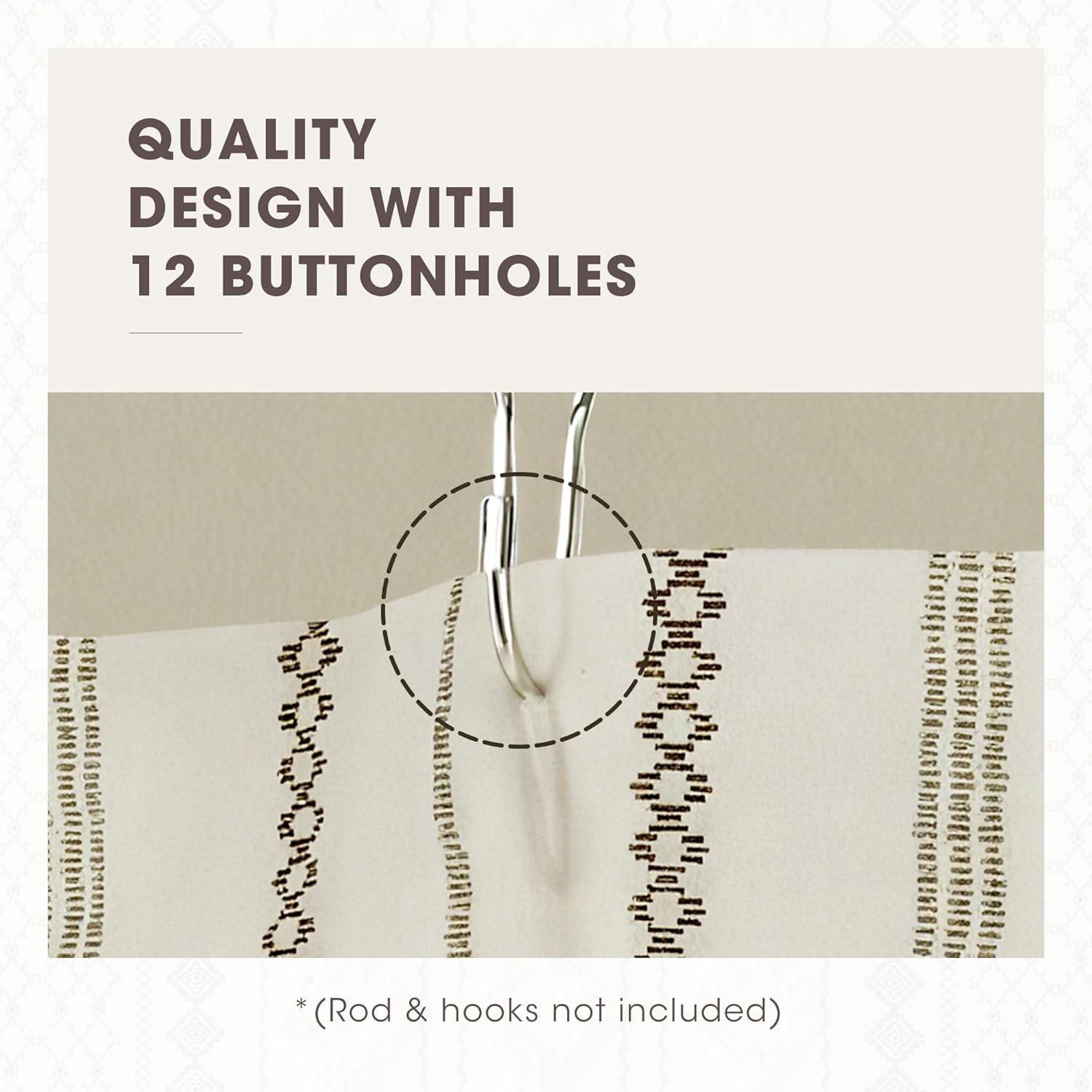 INK+IVY Imani 100% Cotton Printed Shower Curtain with Chenille