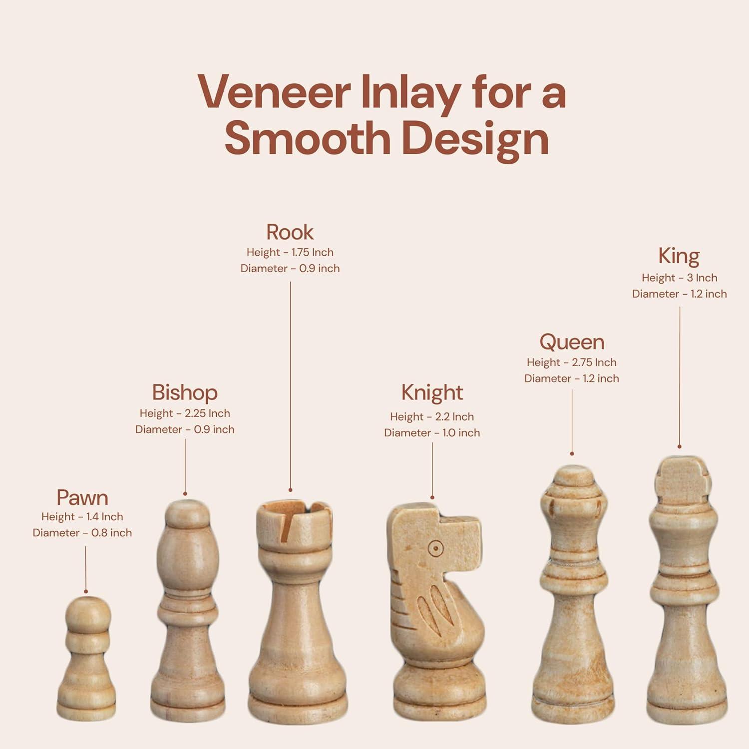 KiddiTouch 15 inch Magnetic Wooden Chess Set 2 in 1 Folding Chess Board Travel Chess Games for Adults and Kids