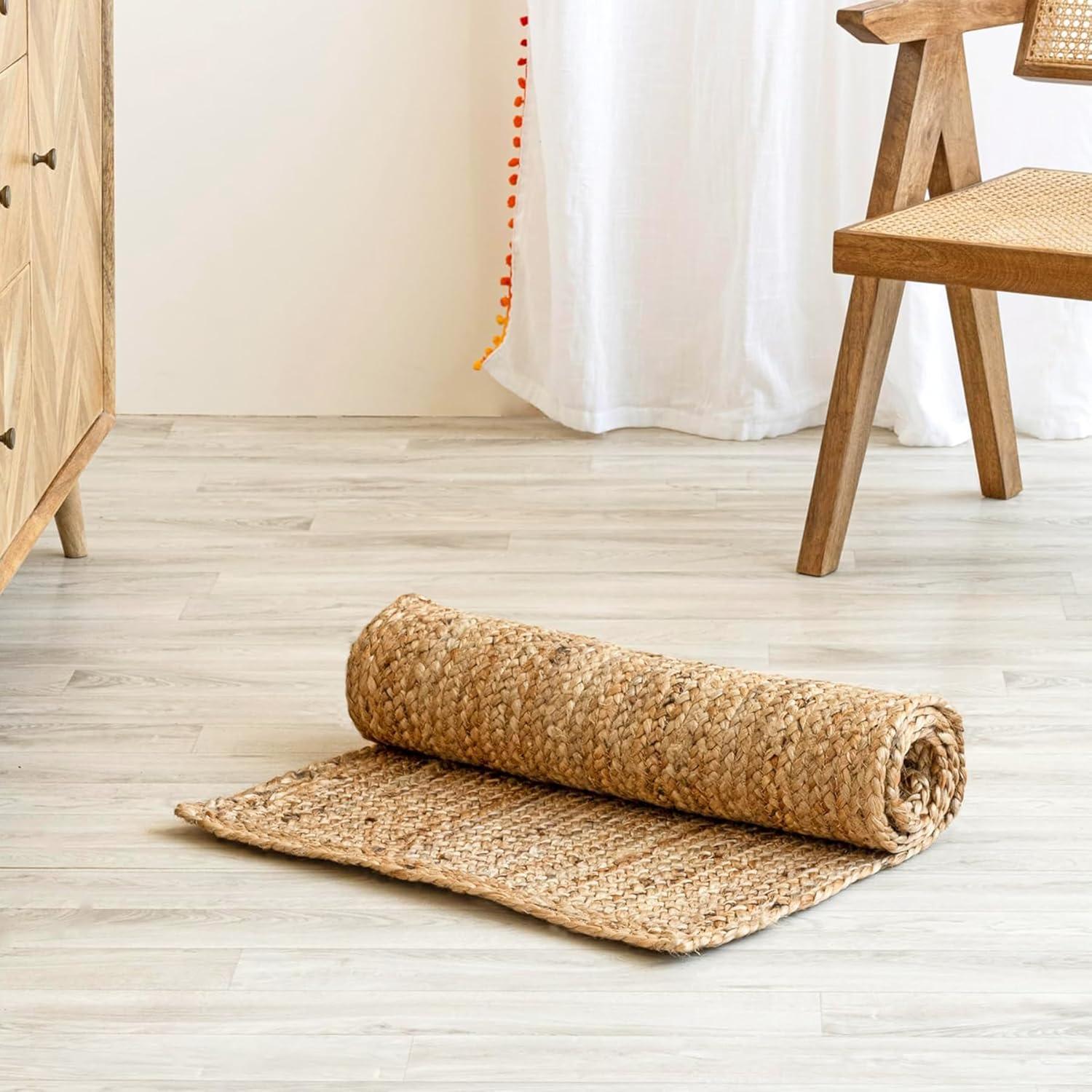 HOMEMONDE Braided 2 x 8 Feet Jute Rugs Hand Woven Doorway Runner Rug for Bedroom, Indoor