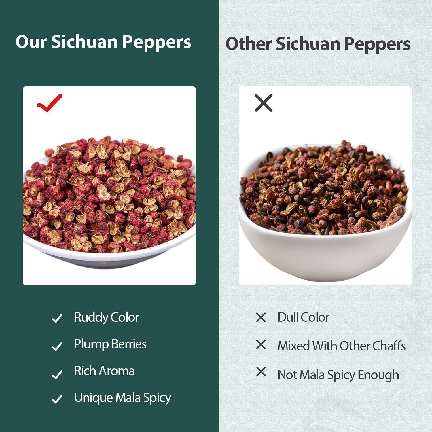 Soeos Sichuan Peppercorns 4oz, Grade A Szechuan Peppercorns, Tingle and Numbing Effect, Less Seeds