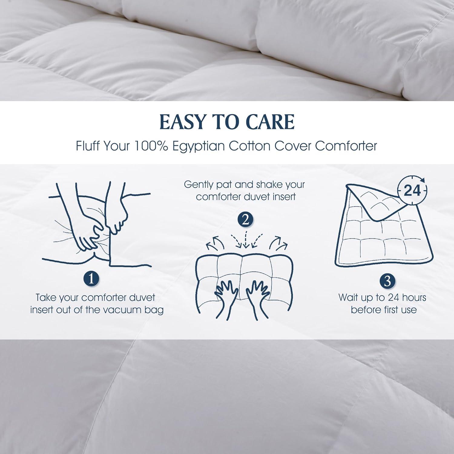 Luxurious Full/Queen White Cotton Down-Alternative Comforter