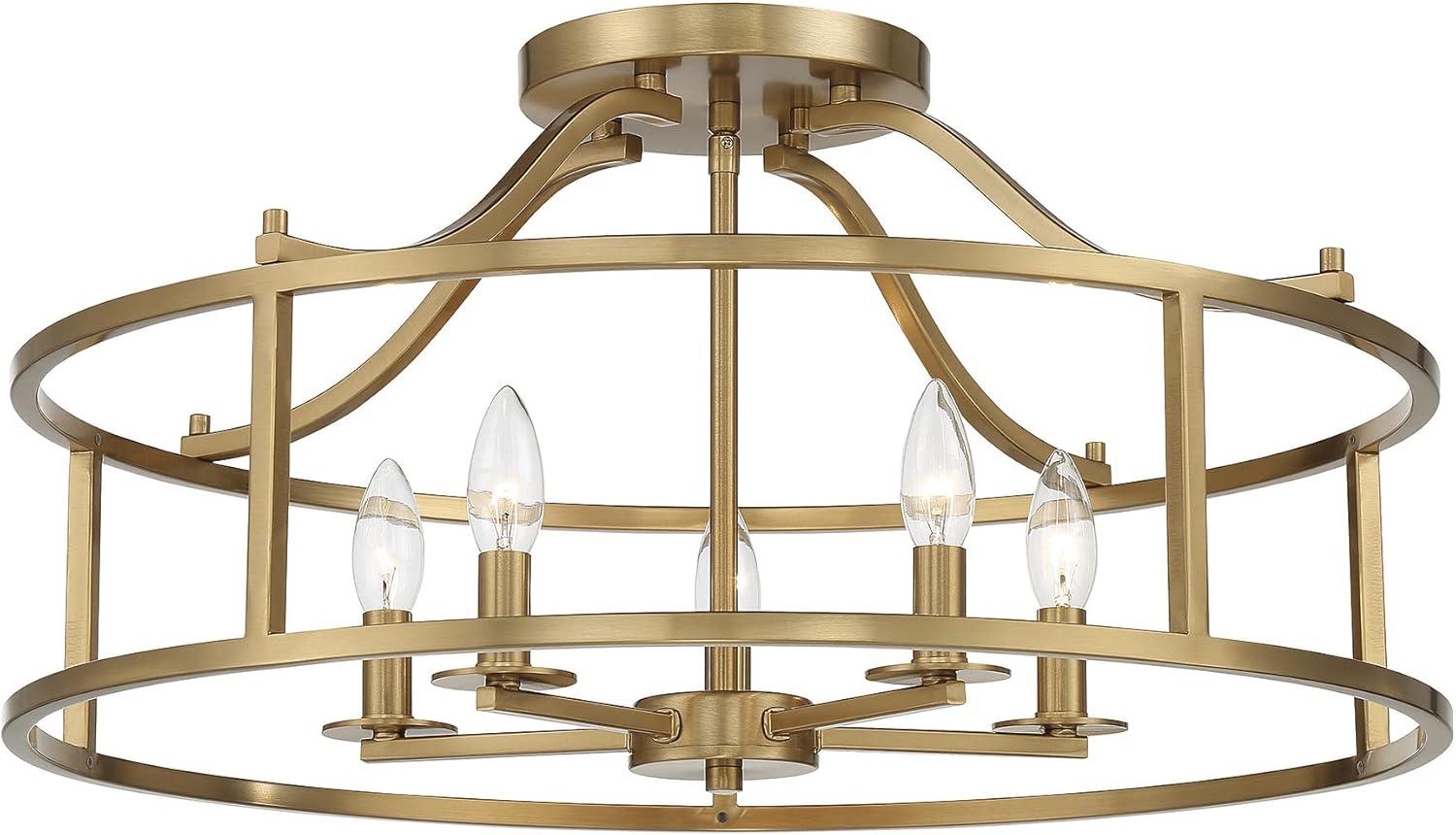 Savoy House Stockton 5 - Light Semi-Flush Mount in  Warm Brass