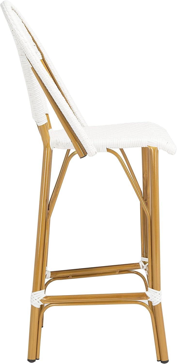 Ford White Wicker and Faux Bamboo Bistro Bar Stool