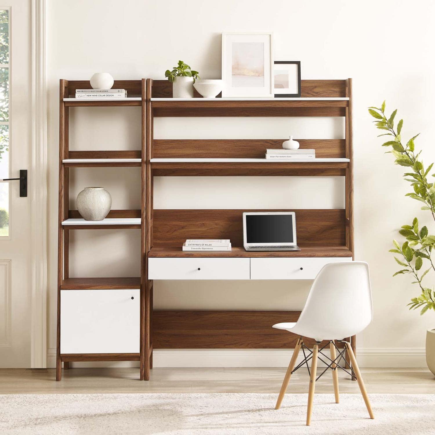 Modway Modway Bixby 2-Piece Wood Office Desk and Bookshelf