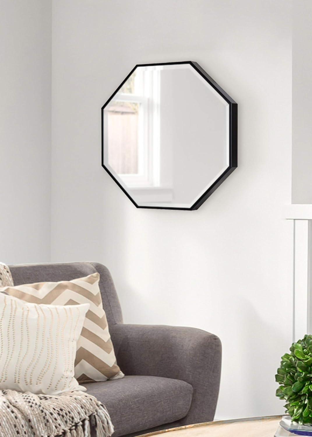 Kate & Laurel All Things Decor 18" x 18" Rhodes Hexagon Wall Mirror Black: Modern Octagon, No Assembly, Wall Mount