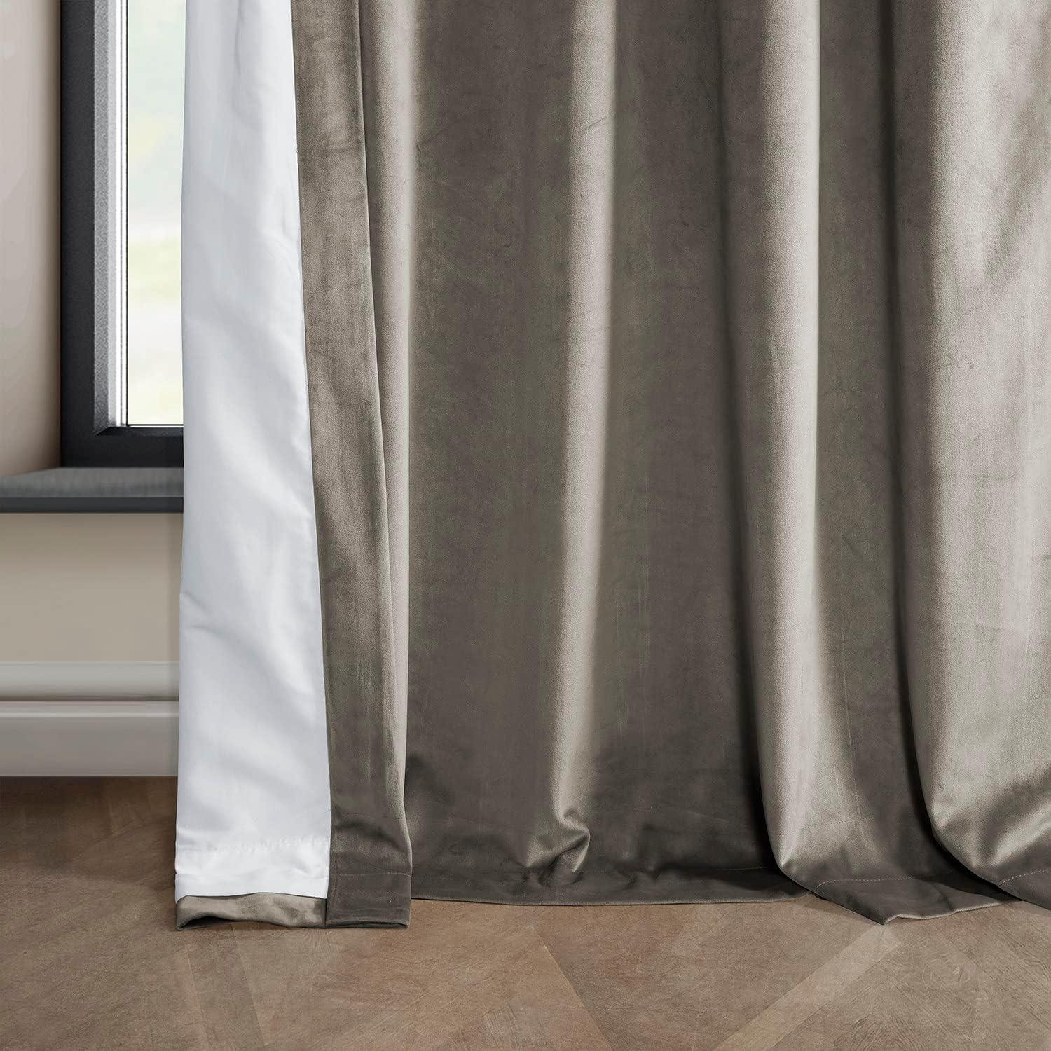 HPD Half Price Drapes Gallery Taupe Heritage Plush Velvet Room Darkening Curtains for Bedroom & Living Room Curtains (1 Panel), Window Curtains 84 inches long, Rod Pocket Curtains & Drapes,50W X 84L