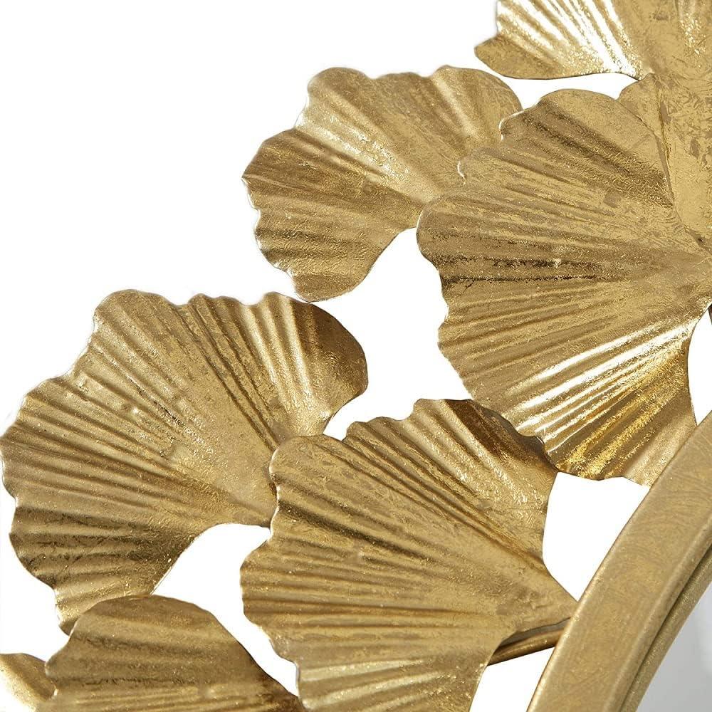 Martha Stewart Eden Gold Gingko Leaf Round Wall Mirror 30.5"