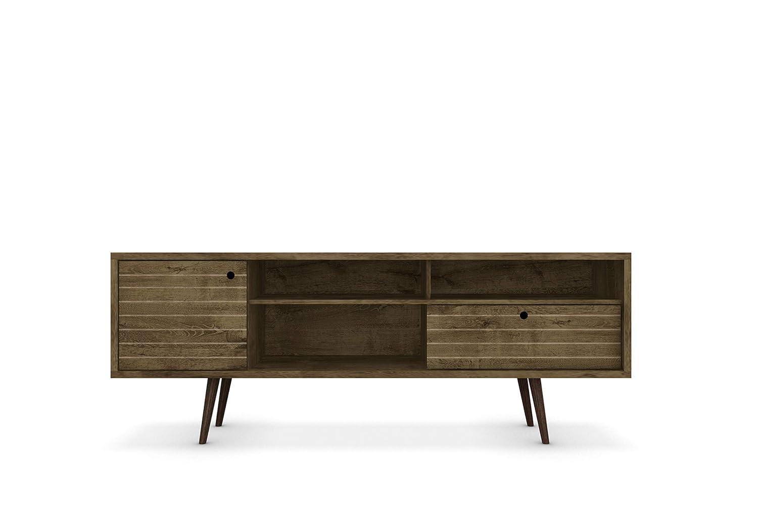 Manhattan Comfort Liberty 70.86 Inch Mid Century Modern Wood TV Stand with Legs