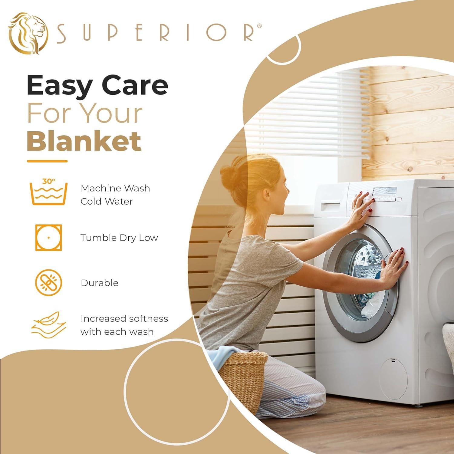Superior Dobbyweave Knit Cotton Blanket, All Season Bed Blanket, Full/Queen 88" x 100", White