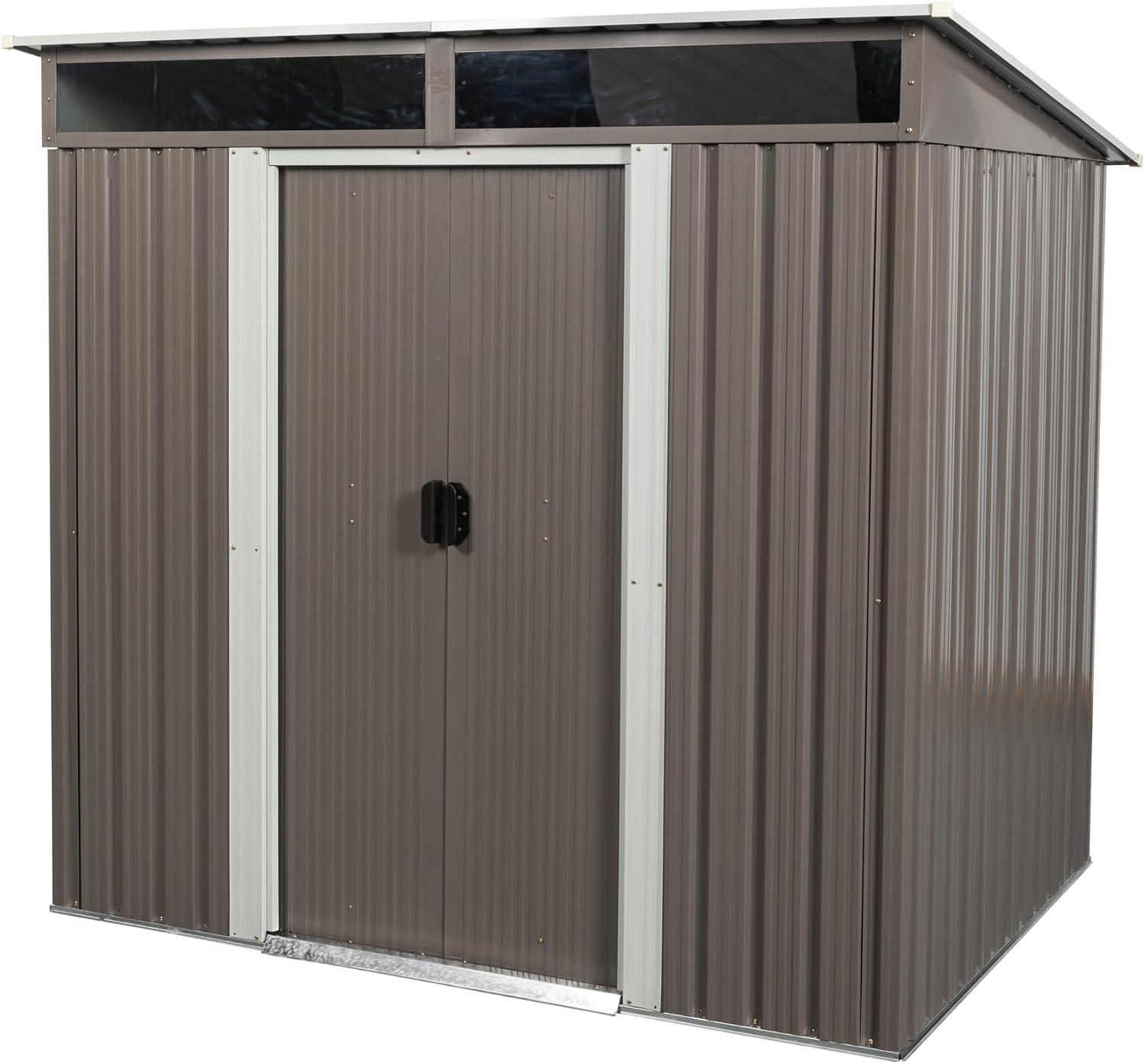 Gray 6FT x 5FT Metal Storage Shed with Sliding Doors