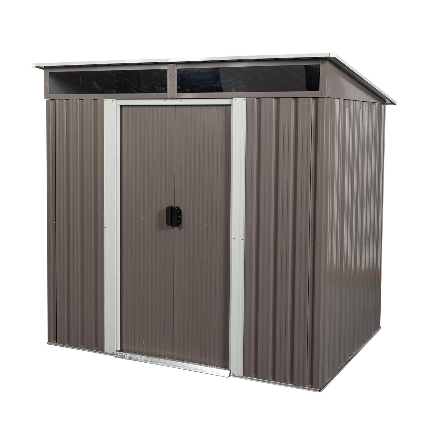 Kadyn Heavy Duty Storage House,Tool Shed Storage House, 6ft x 5ft Outdoor Metal Storage Transparent plate