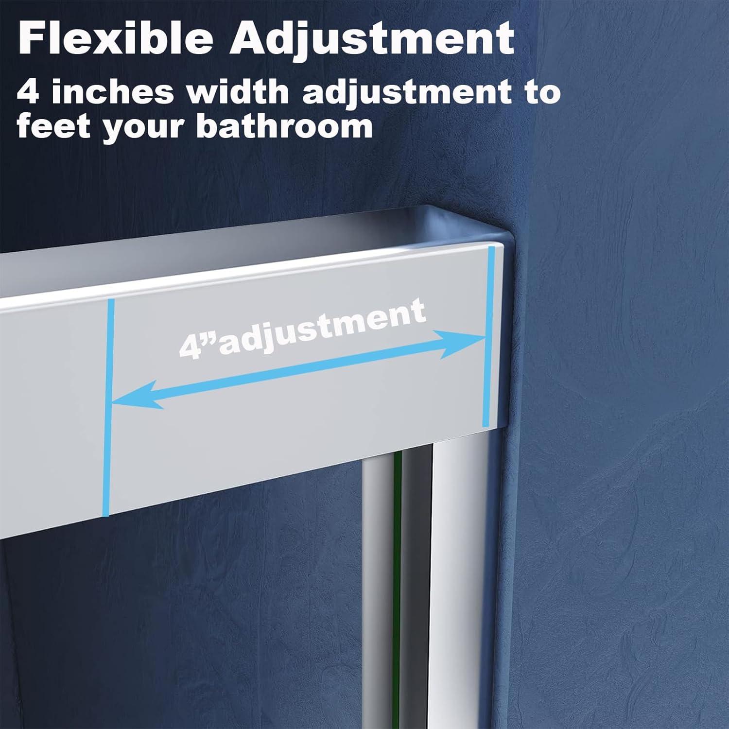 KUNMINGZHUHE Sliding Glass Tub Door 56-60 In. W X 57 In. H, Semi Frameless Double Bathtub Door, Certified Thick Clear Clear Tempered Glass, 304 Stainless Steel Handles. ZH2842-W2269P144318