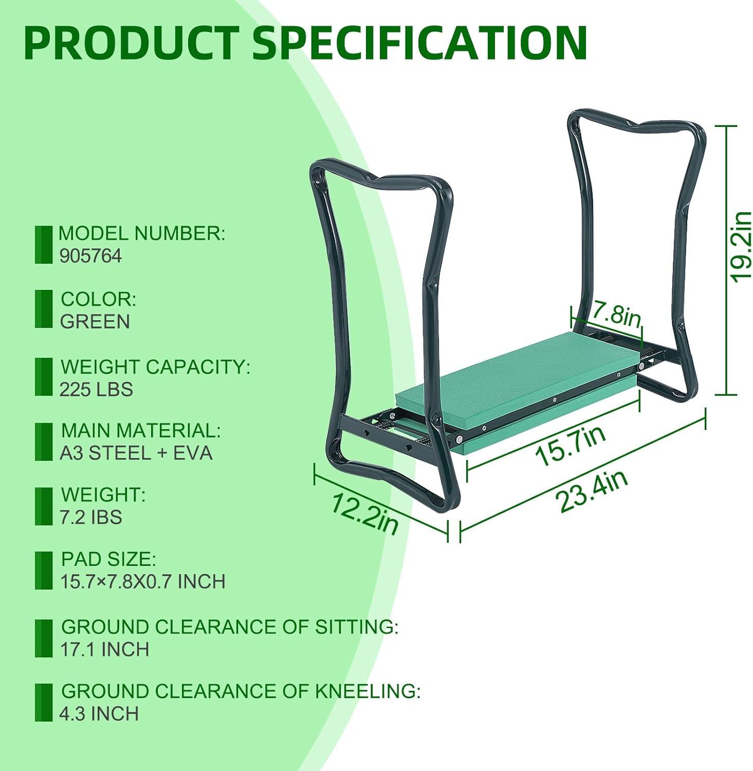 Green Multi-Functional Garden Kneeler and Seat