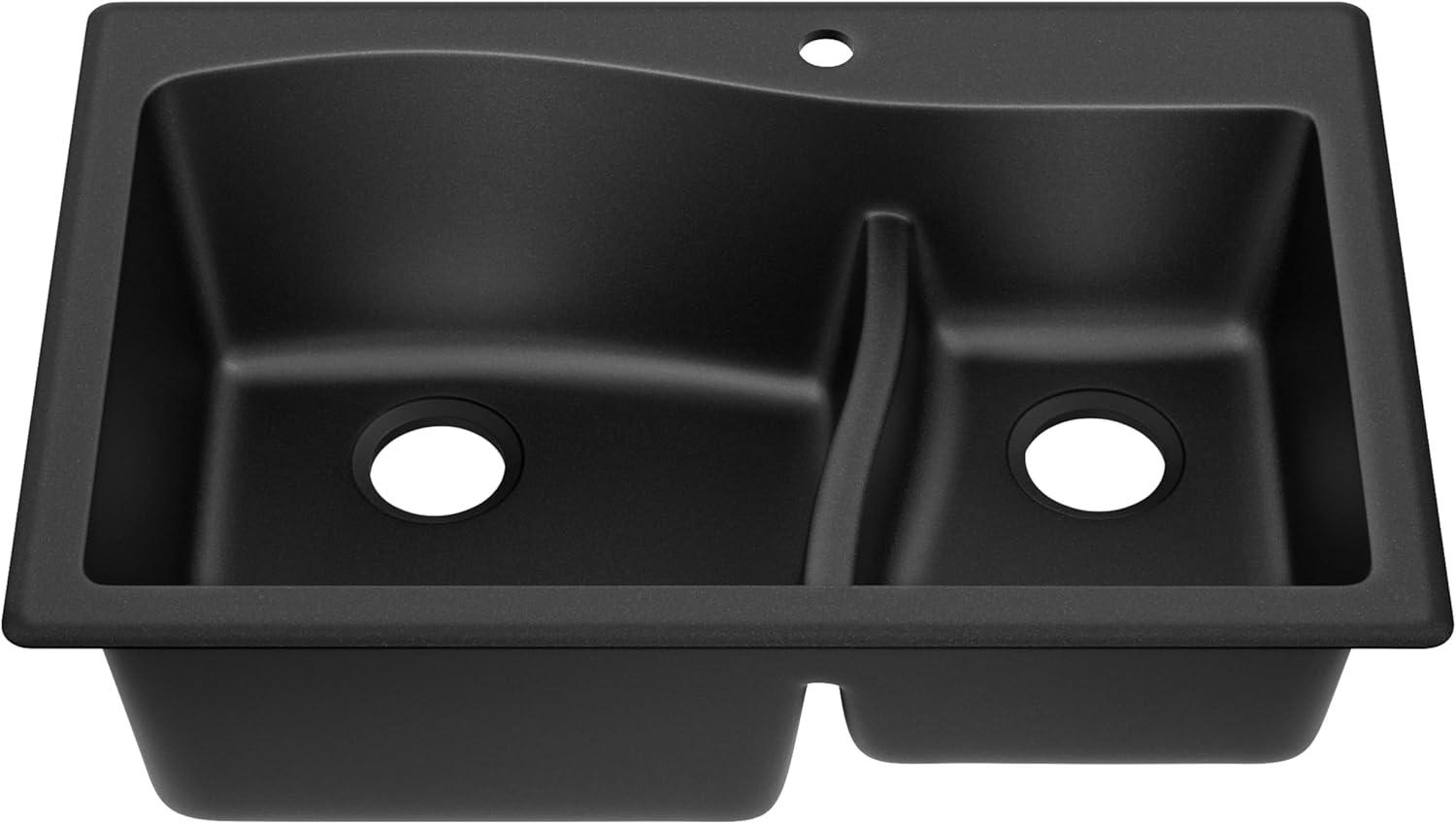KRAUS Quarza™ 33" L Dual Mount 60/40 Double Bowl Granite Kitchen Sink