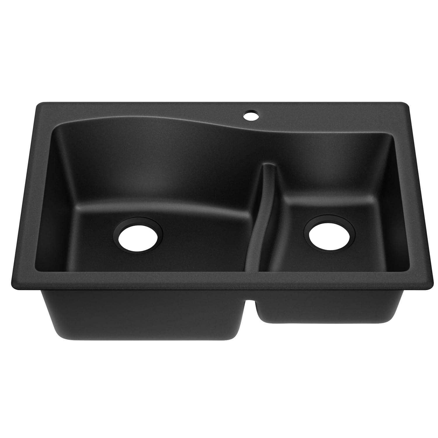 Kraus KRAUS Quarza™ 33" L Dual Mount 60/40 Double Bowl Granite Kitchen Sink KGD-442GREY