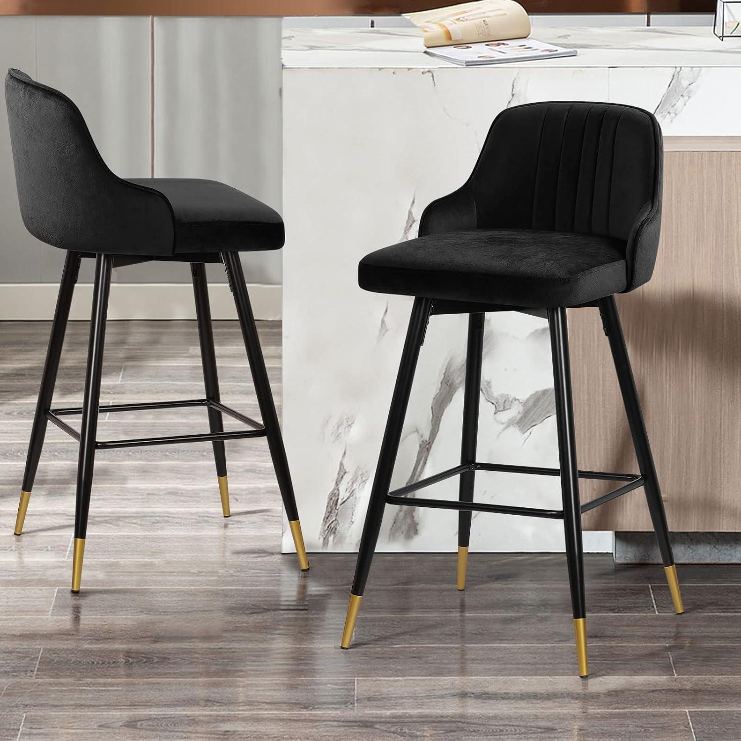 Swivel Velvet Upholstered Counter & Bar Stool (Set of 2)