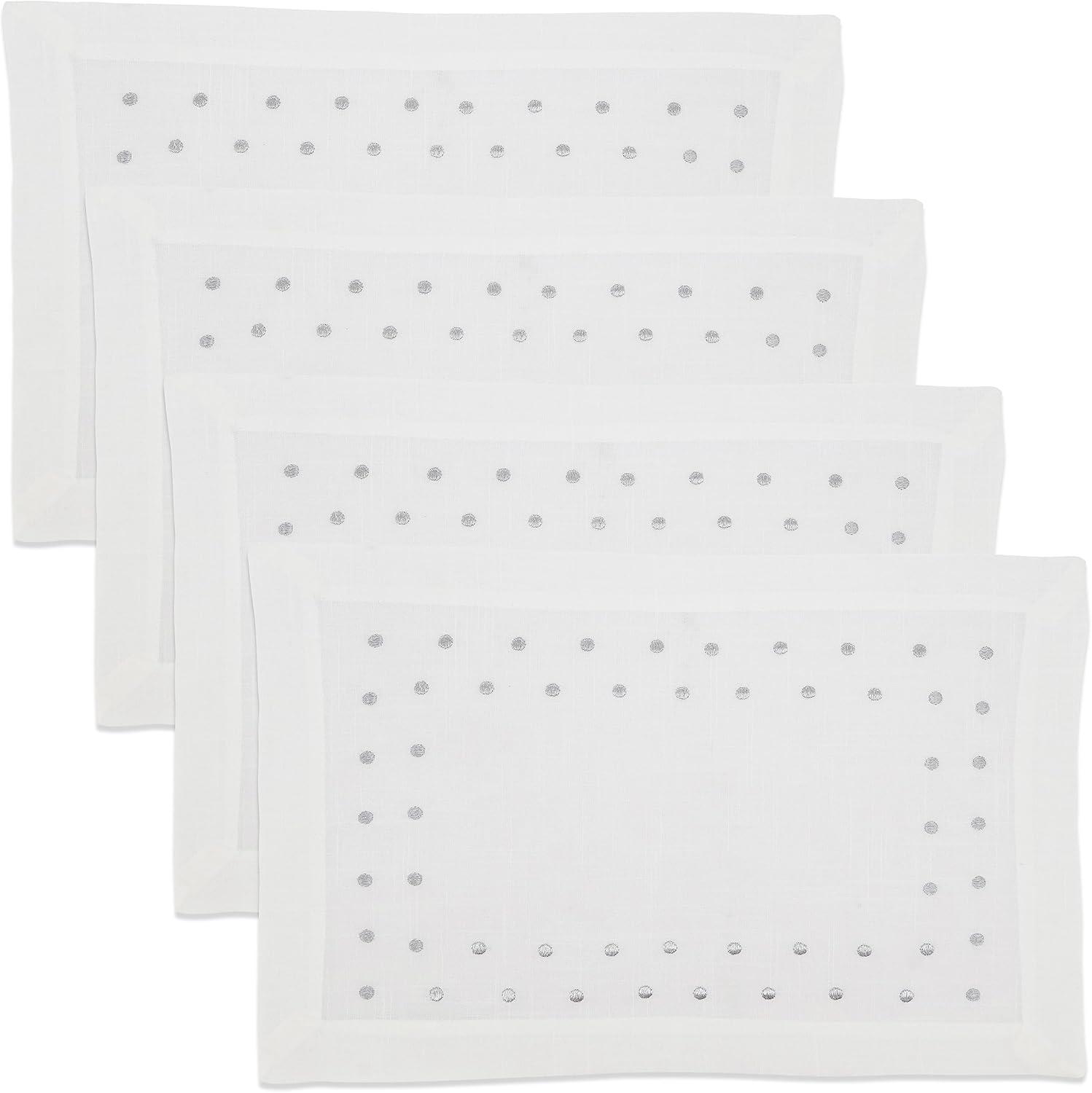 Silver Polka Dot Fabric Placemats Set of 4