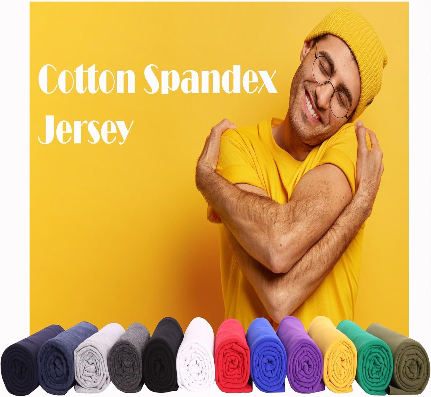 FabricLA Cotton Spandex Jersey Fabric - 10 oz, 4-Way Stretch, 60" Inch Wide by The Yard – Skirts, Tops, T-Shirts