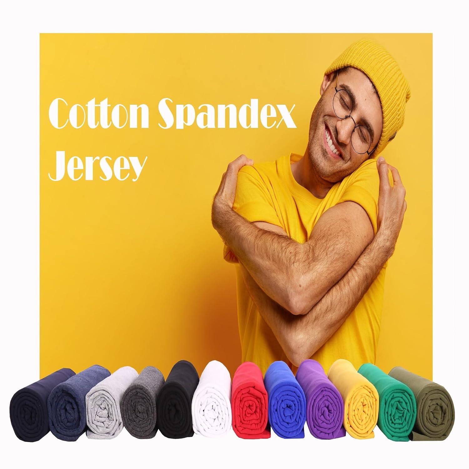 FabricLA Cotton Spandex Jersey Fabric - 10 oz, 4-Way Stretch, 60" Inch Wide by The Yard – Skirts, Tops, T-Shirts