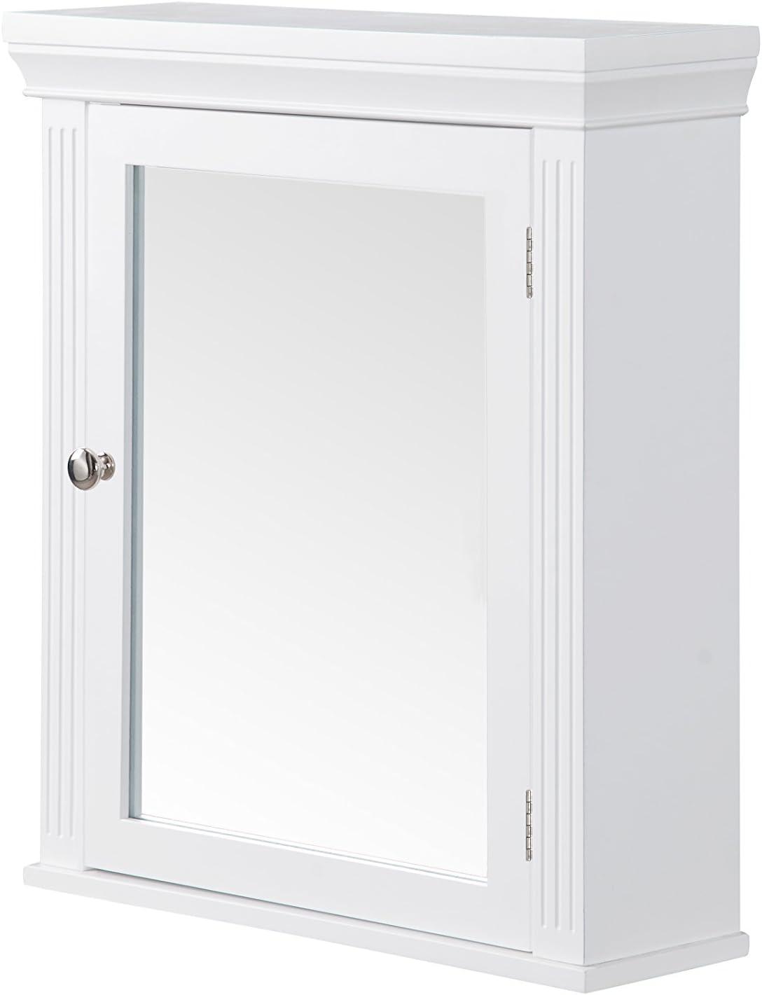 Chestnut Medicine Wall Cabinet White - Elegant Home Fashions: Teamson Home, Chrome Hardware, Adjustable Shelf