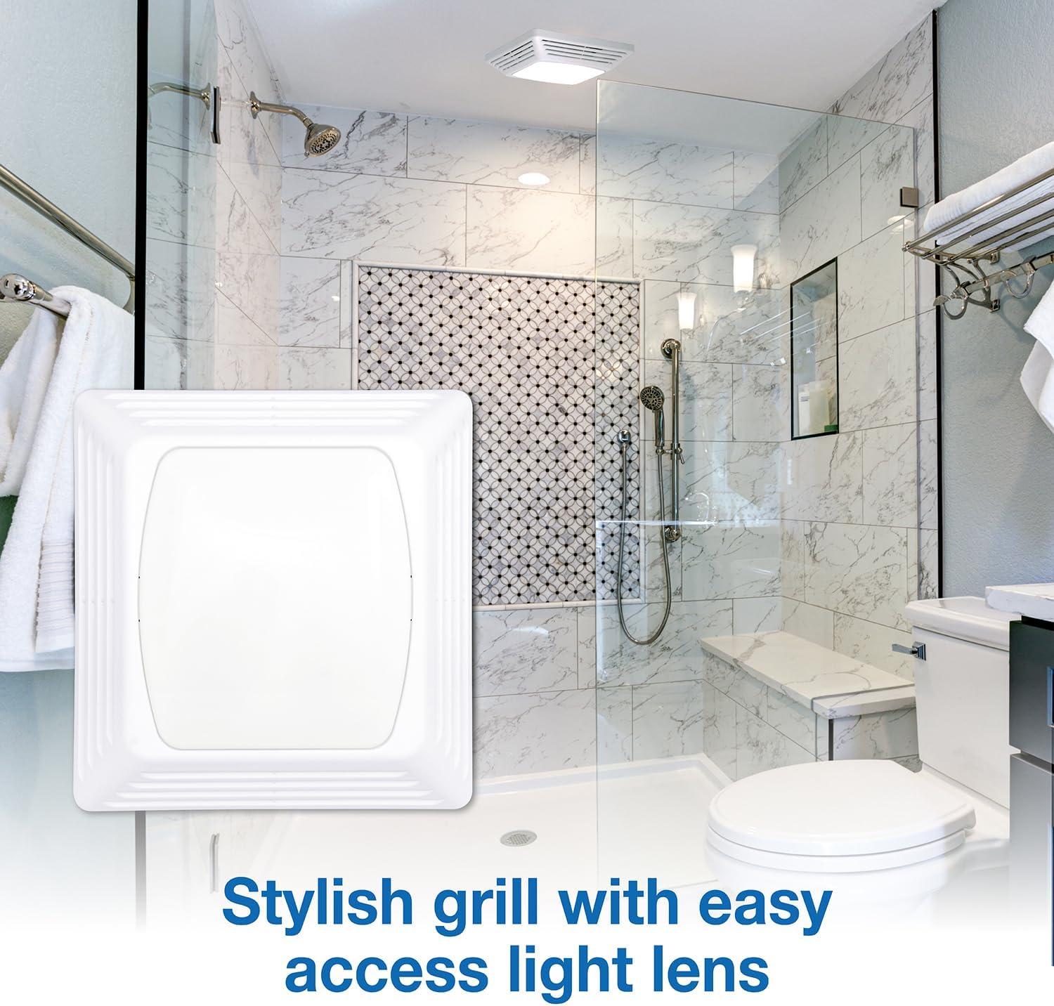 Air King ASLC Series ASLC70 Exhaust Fan with Light, 1.6 A, 120 V, 70 cfm Air, 4 sones, 4 in Duct, White