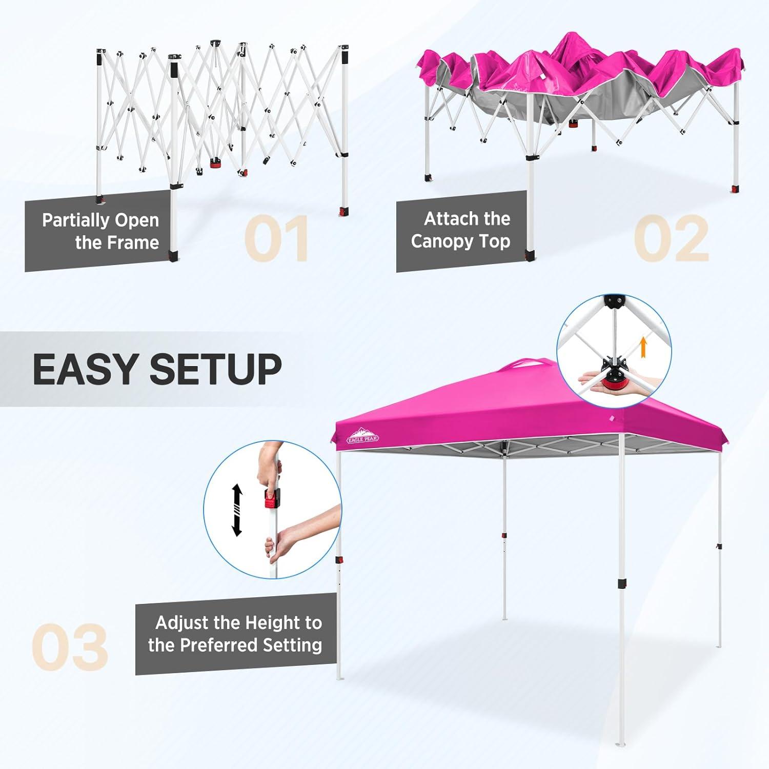 8 Ft. W x 8 Ft. D Steel Pop-Up Canopy