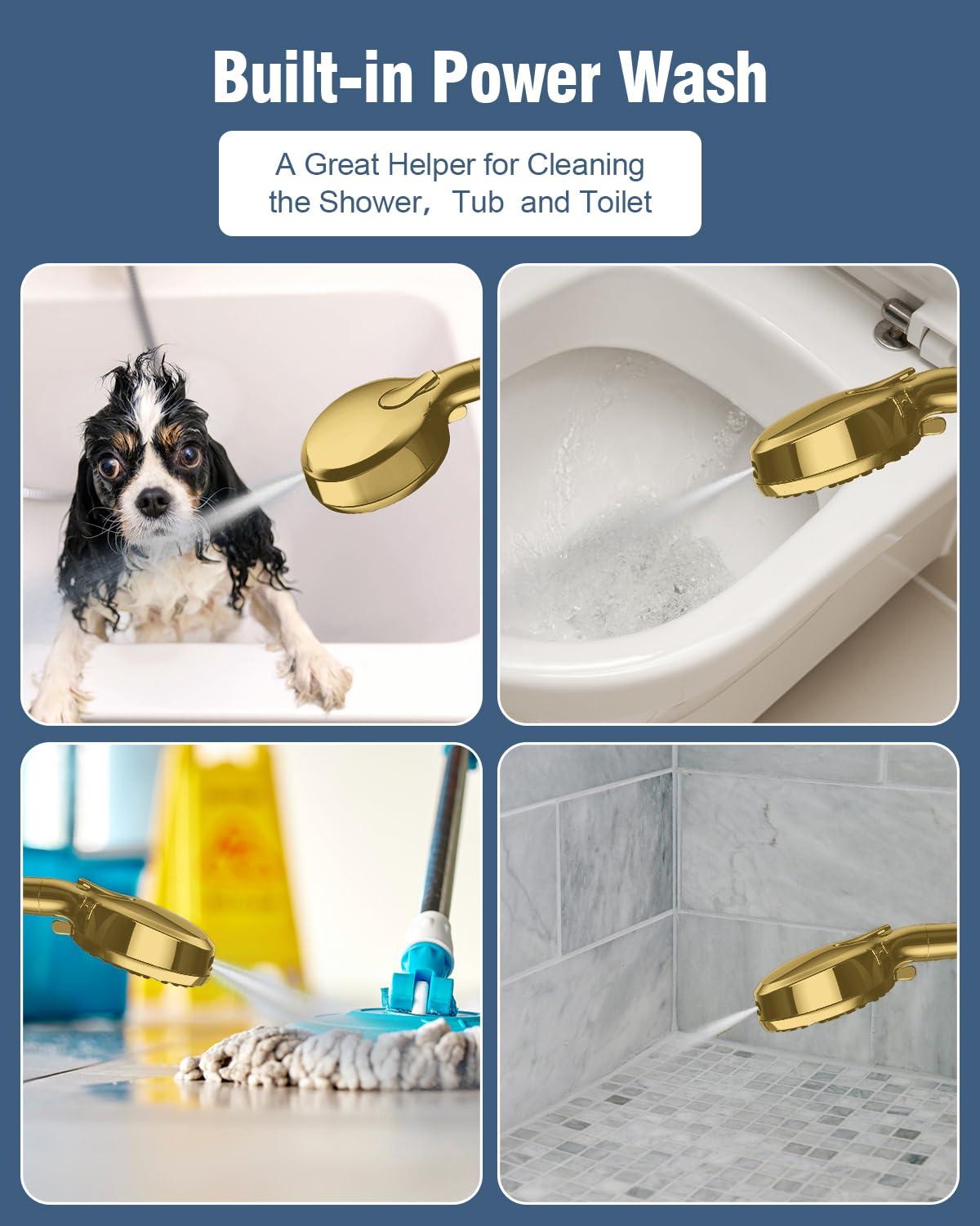 6-Mode Luxury Filtered Handheld Shower Head Set With Adjustable Bracket And Long Hose