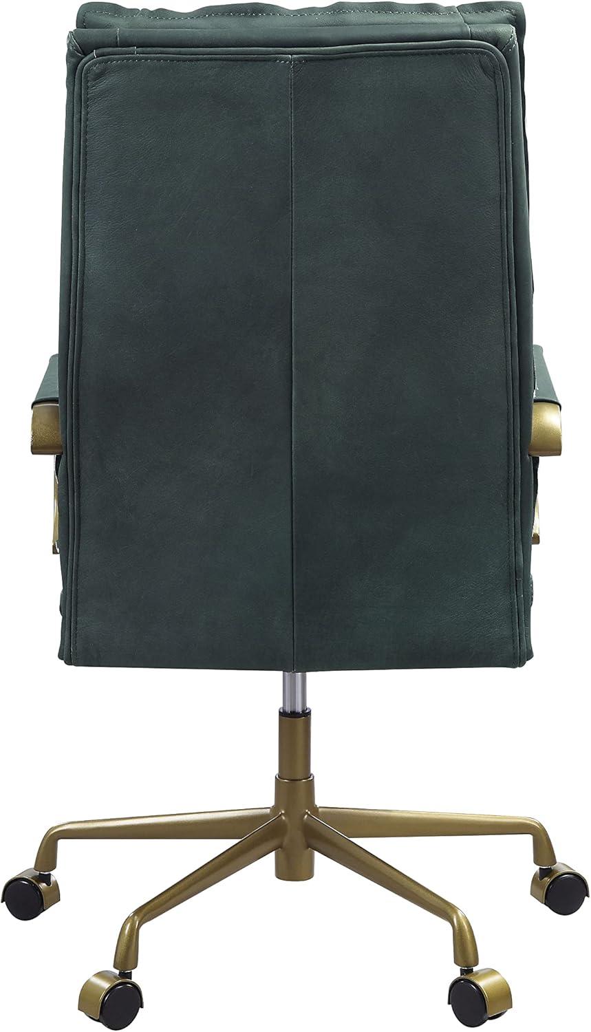 Luxurious Dark Green Top Grain Leather Executive Swivel Chair