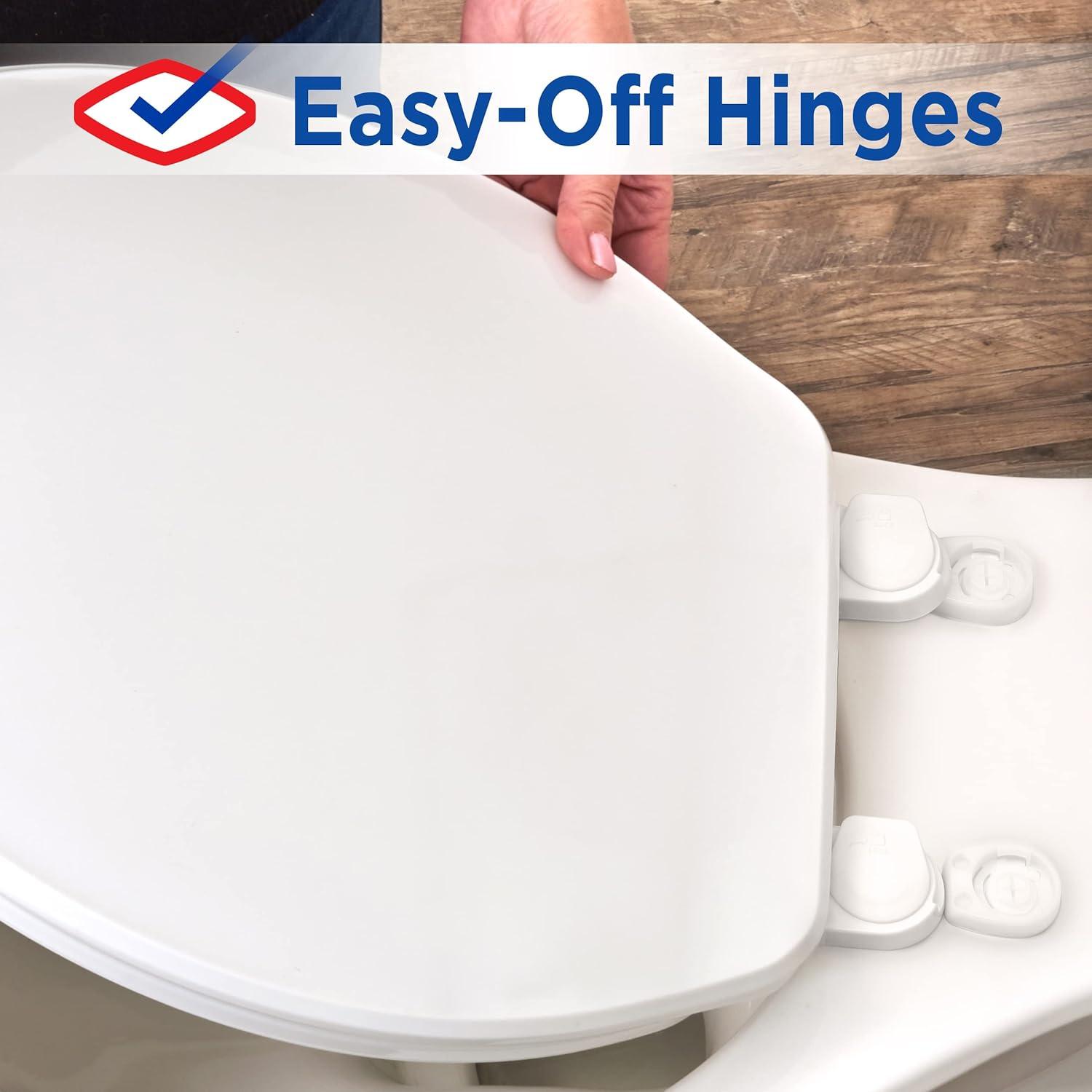 Clorox Round Beveled Plastic Toilet Seat with Easy-Off Hinges – Wiggle-Free Design