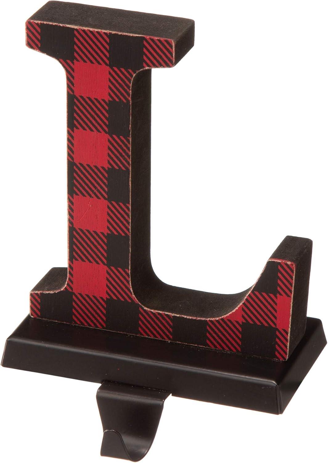 Red and Black Buffalo Plaid Noel Stocking Hanger Set