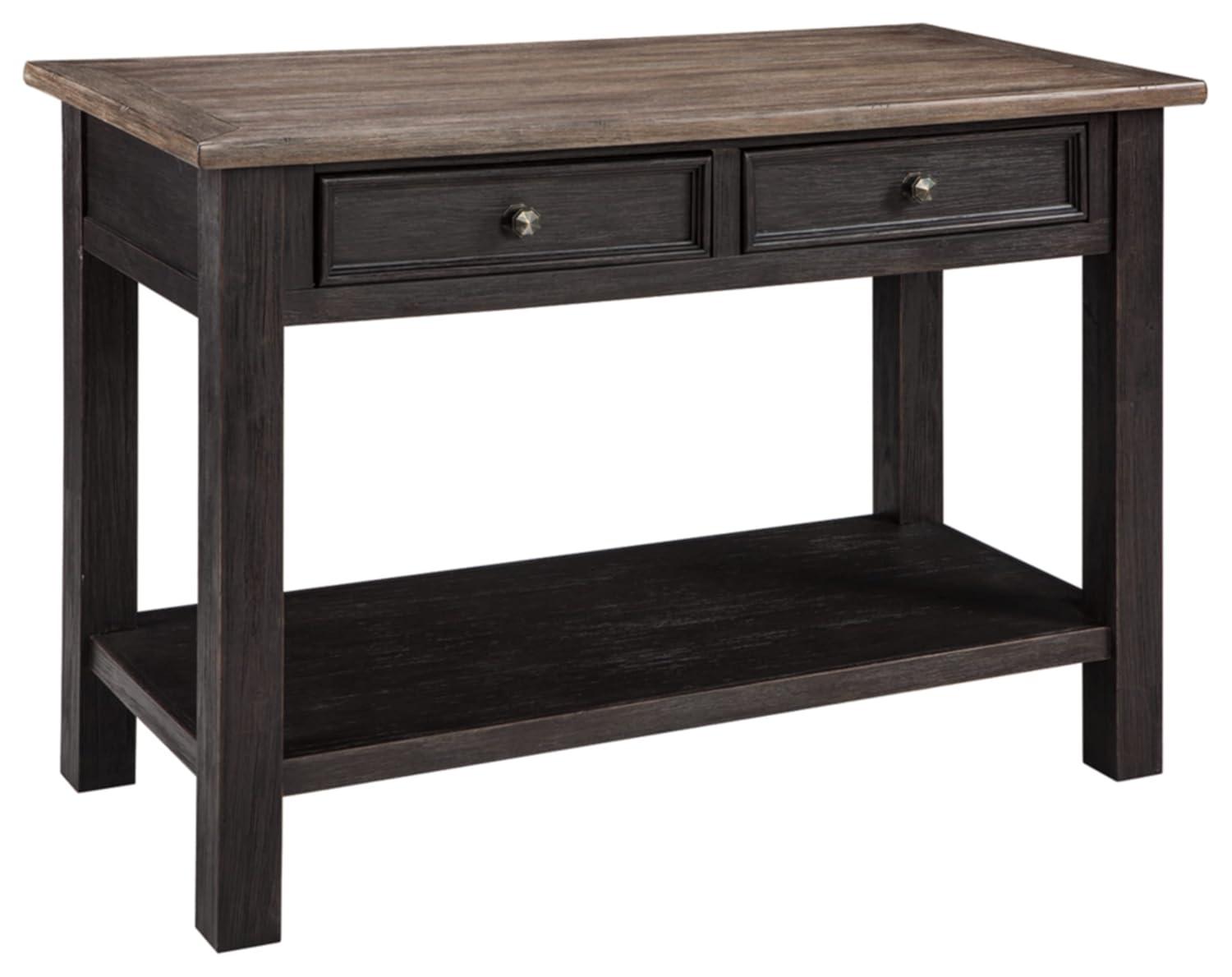 Tyler Creek Sofa/Console Table Grayish Brown/Black - Signature Design by Ashley: Mid-Century Modern with Open Shelf, Storage Drawer