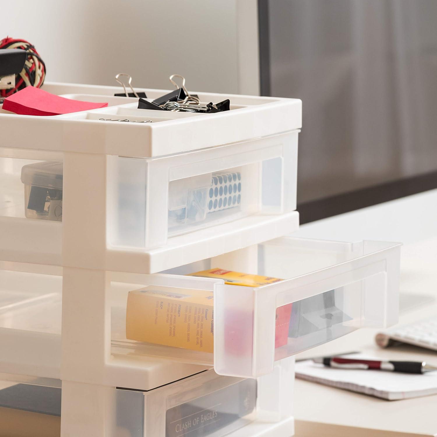 White and Clear 7-Drawer Rolling Plastic Storage Cart