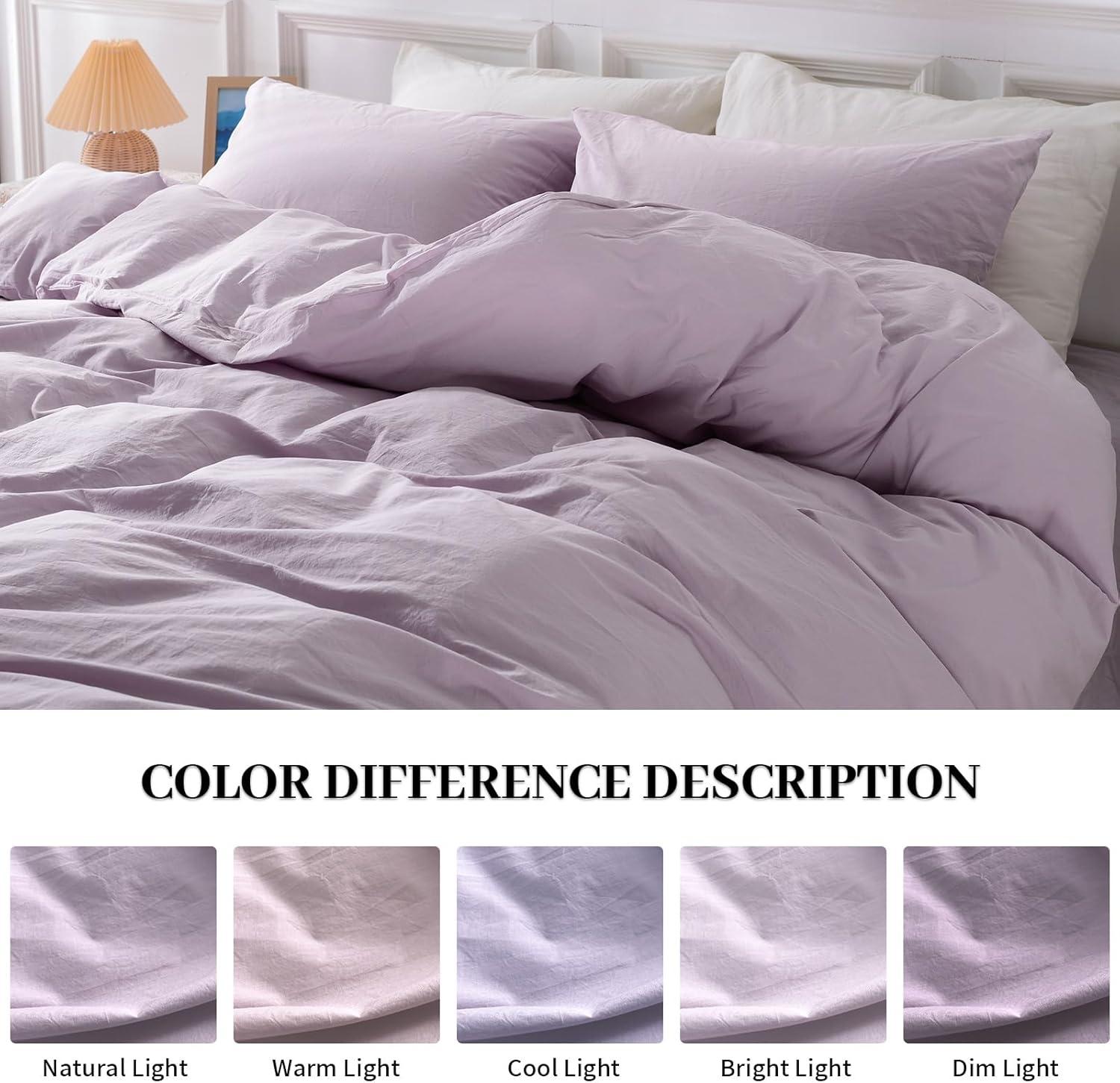 NEXHOME PRO Duvet Cover Set 100% Washed Cotton Oversized Queen 98"x98", Organic Natural Linen Look Textured 3 Pieces Bedding Set Apricot Yellow with Zipper Closure, Breathable, Soft (No Comforter)