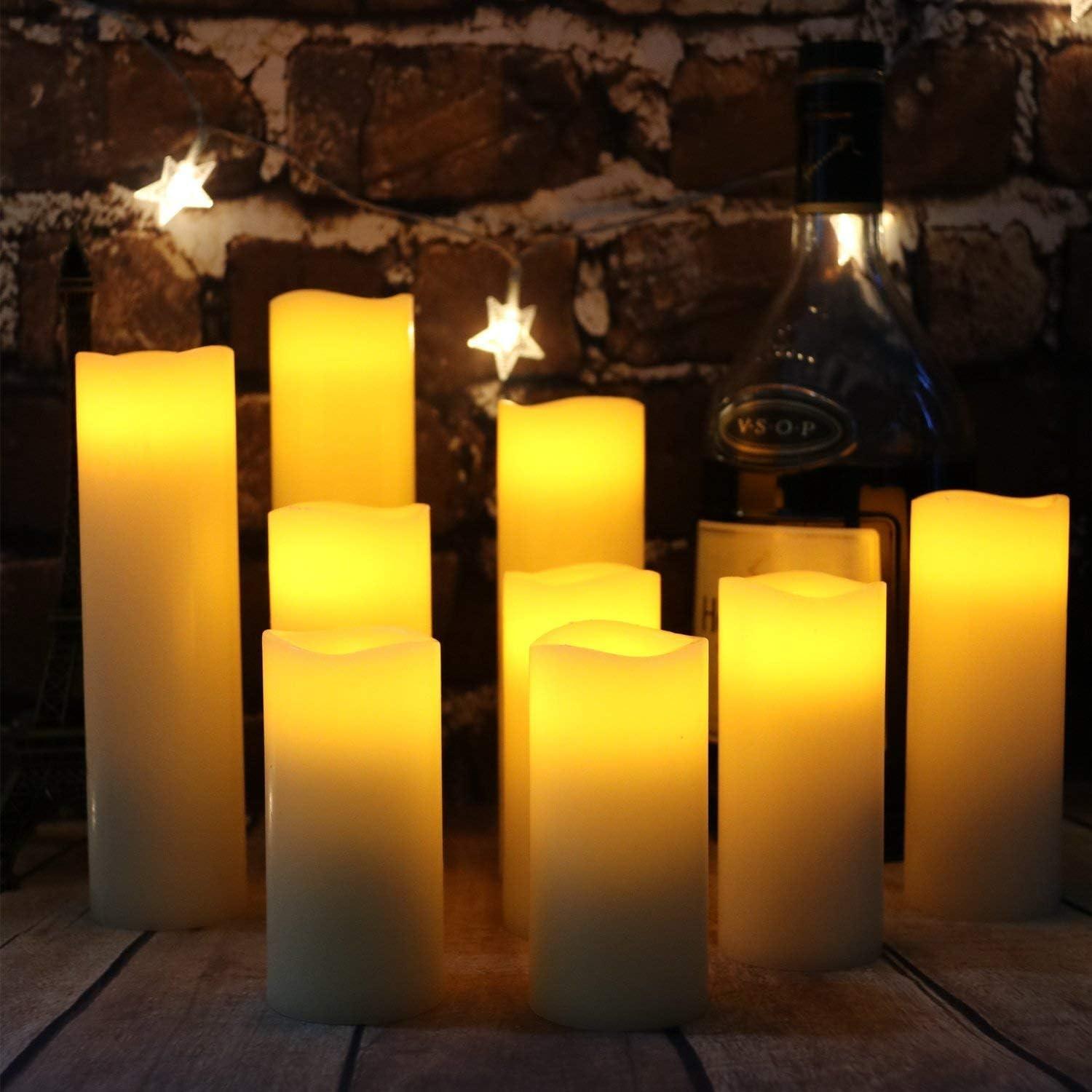 Ivory LED Flameless Scented Pillar Candle Set with Remote