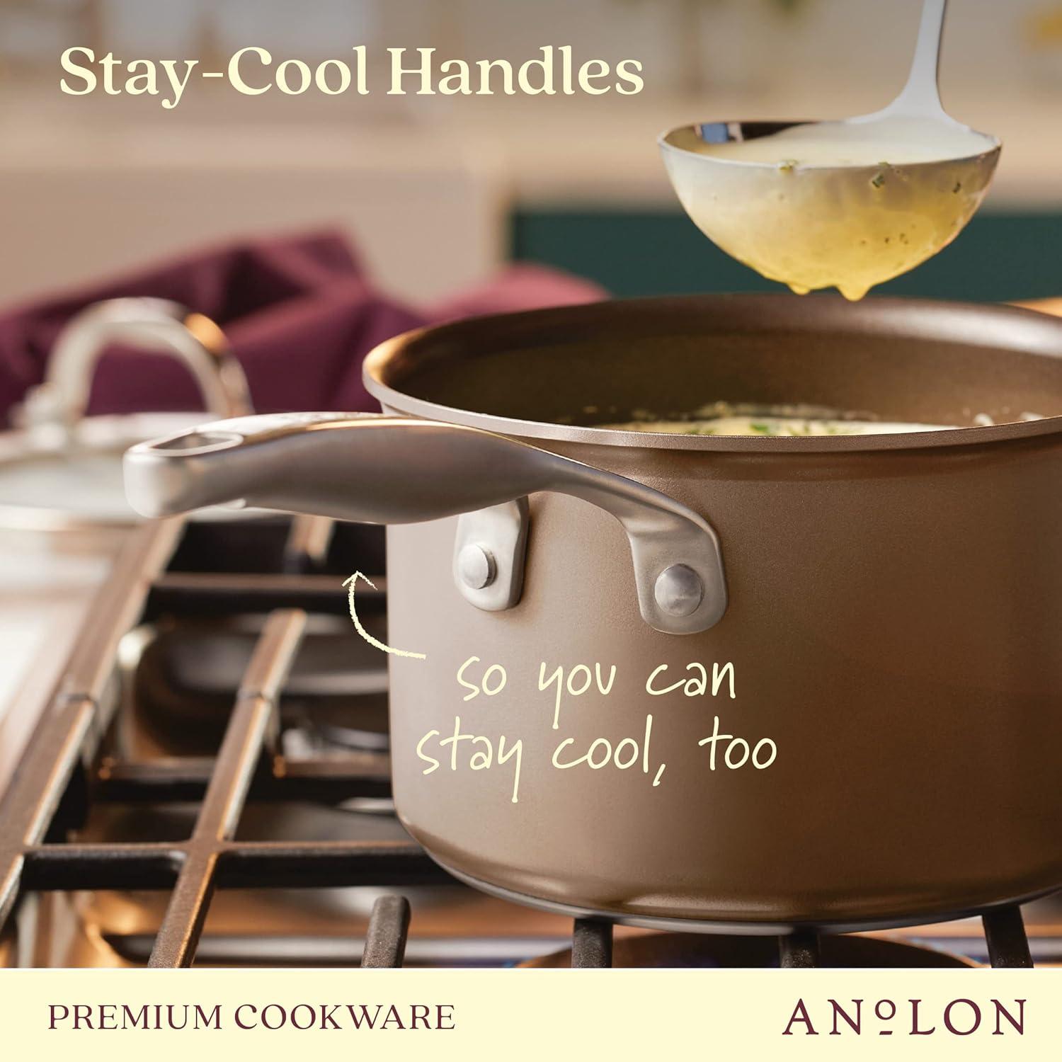 Anolon Ascend Hard Anodized Nonstick Saucepan with Lid, Induction Compatible - 3 Quart