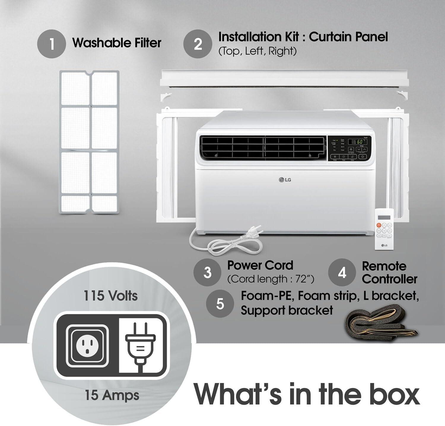 8,500 BTU High Efficiency Dual Inverter Window Air Conditioner with Wi-Fi and LCD Remote, 115V