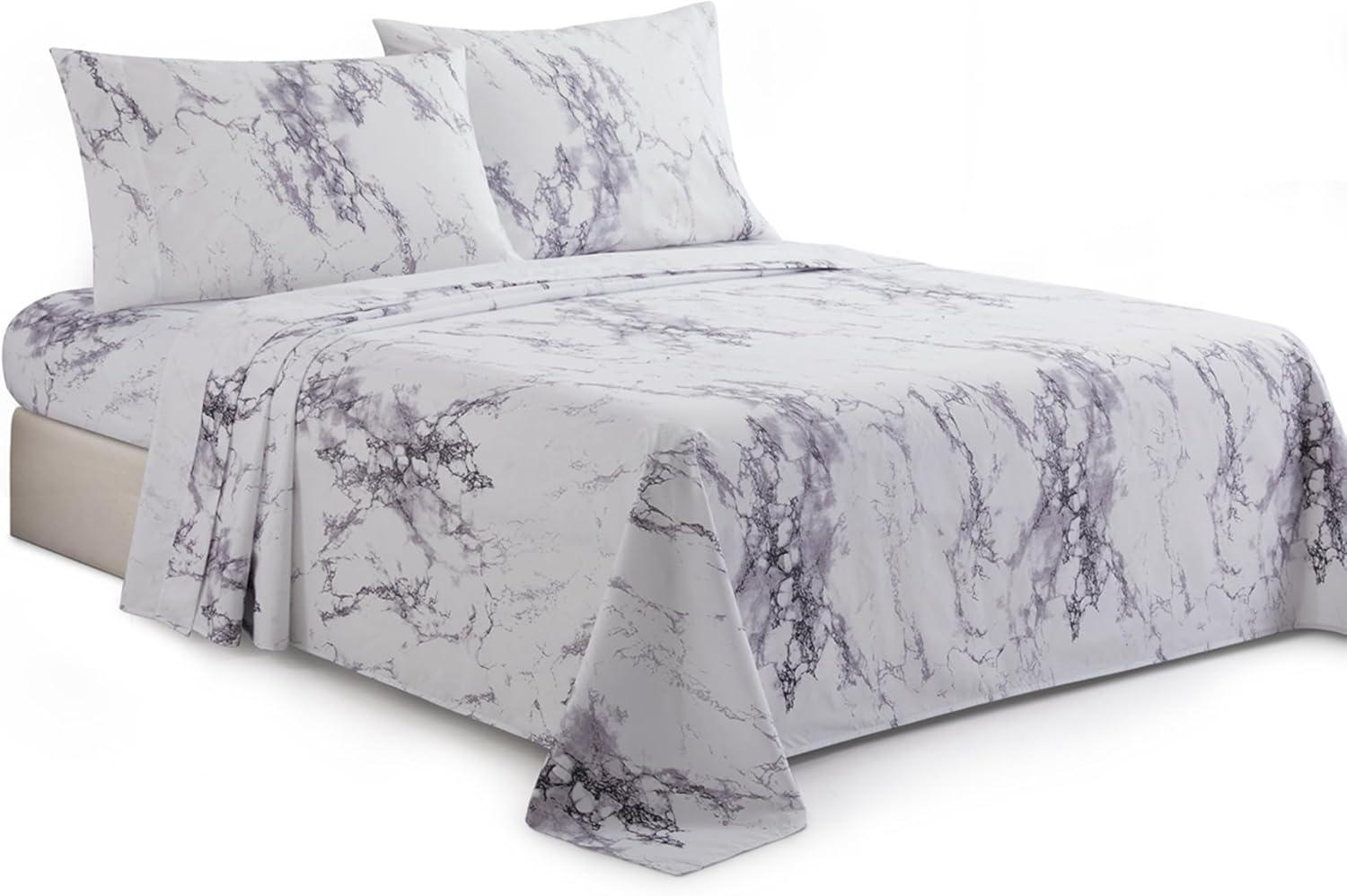 Marina Decoration Percale Machine Printed Marble Sheet Set
