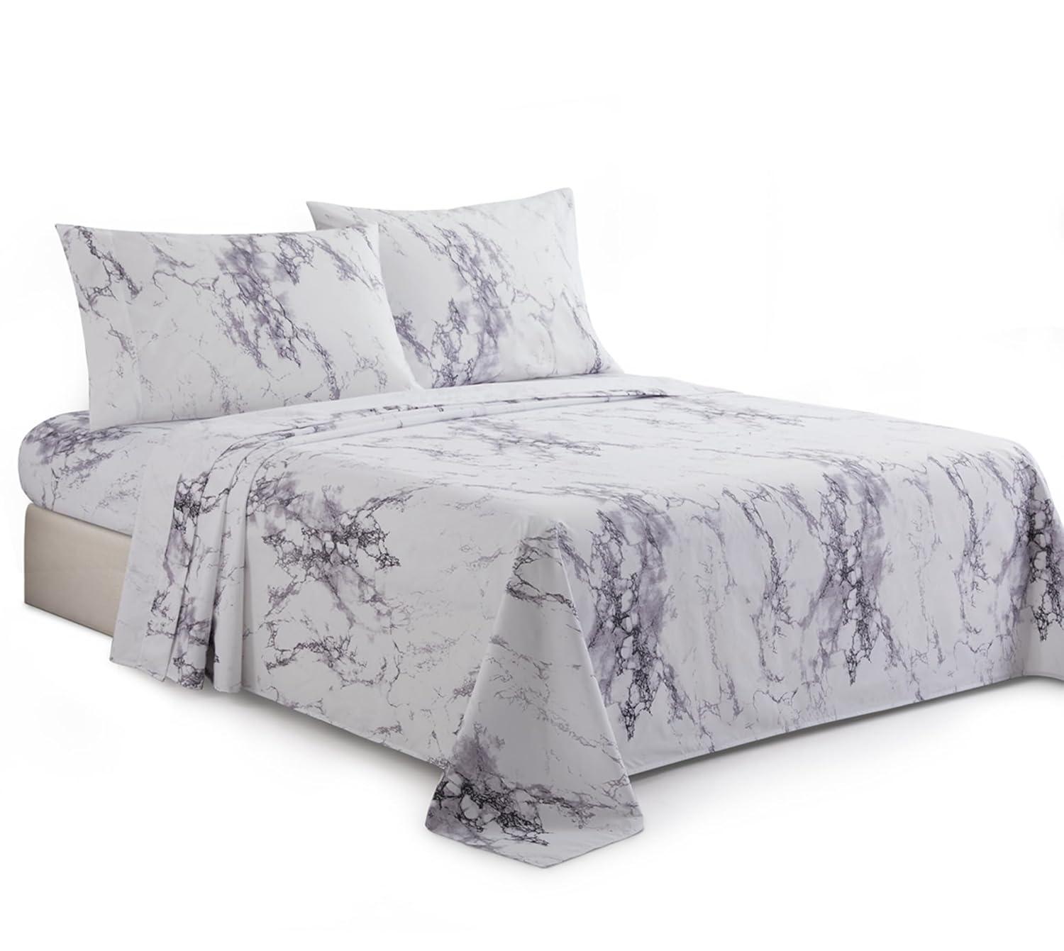 Marina Decoration Percale Machine Printed Marble Sheet Set