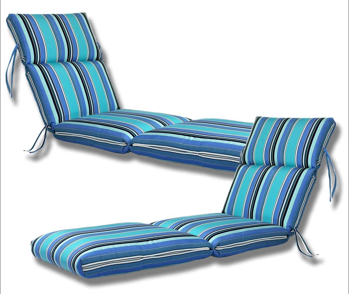 Comfort Classic Channeled Indoor/Outdoor Sunbrella Chaise Lounge Cushion - Set of 2