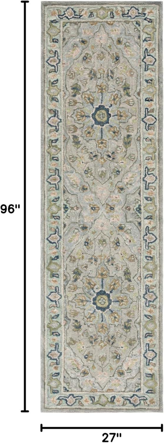 SAFAVIEH Heritage Collection Area Rug - 5' x 8', Ivory & Blue, Handmade Traditional Oriental Wool, Ideal for High Traffic Areas in Living Room, Bedroom, Dining (HG228M-5)
