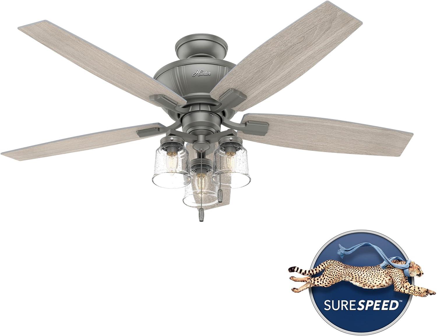 52" Charlotte 5 - Blade Traditional Indoor Ceiling Fan with Light and Handheld Remote Control