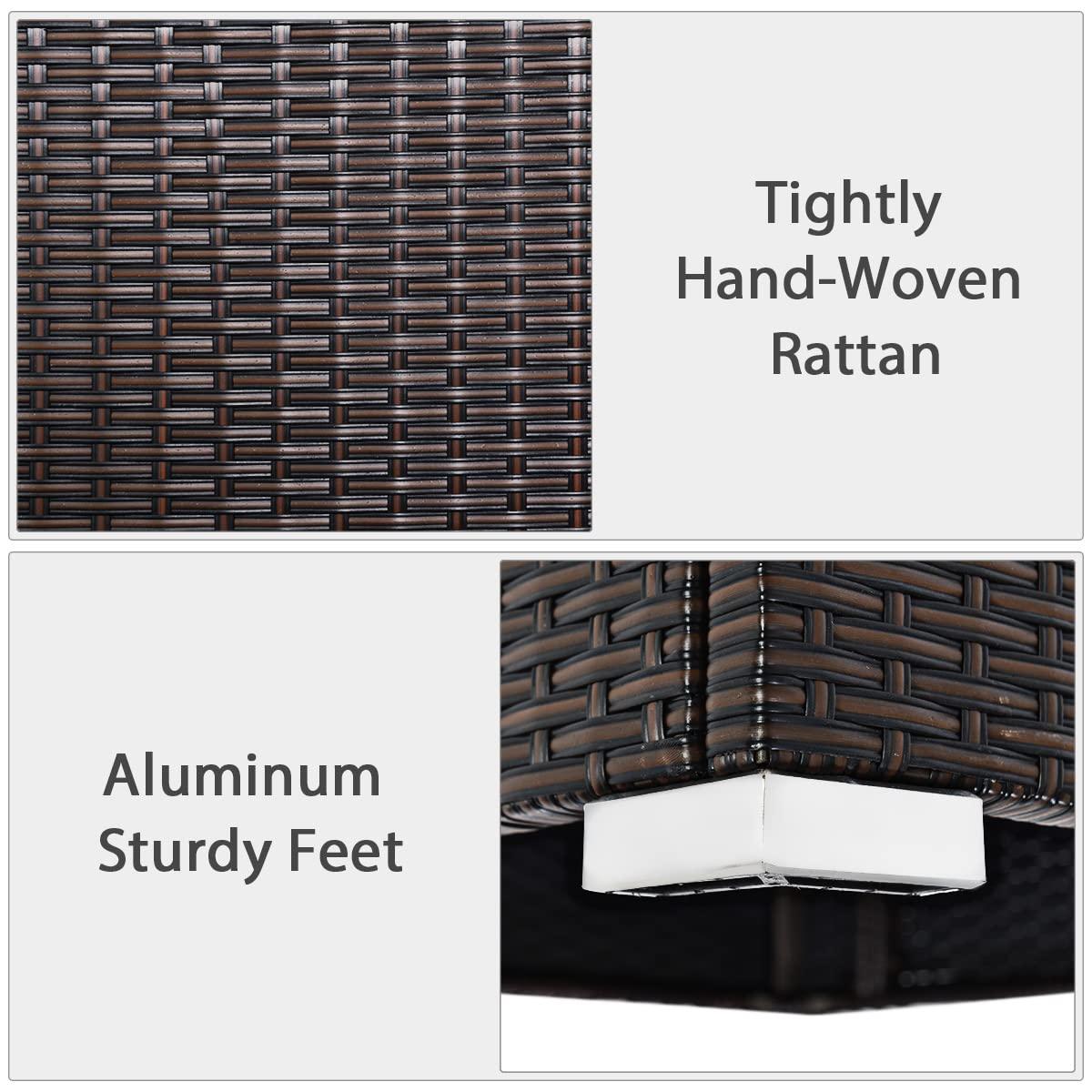 Costway 2PCS Patio Rattan Armless Sofa Sectional Furniture Conversation W/Black Cushion