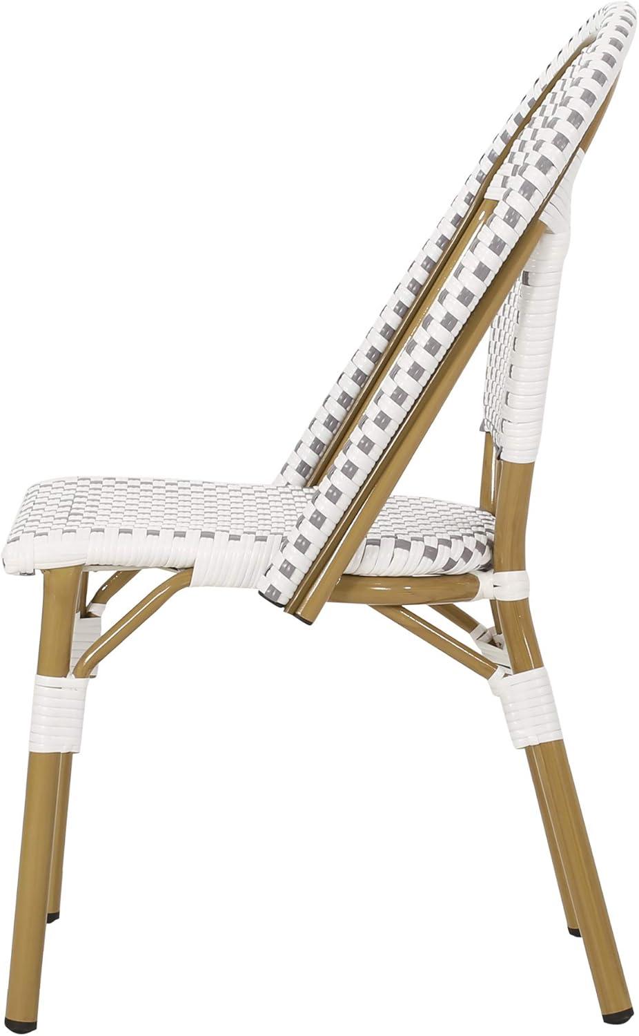 Christopher Knight Home Elize 4pk Outdoor French Cafe Chairs - Gray/White/Bamboo