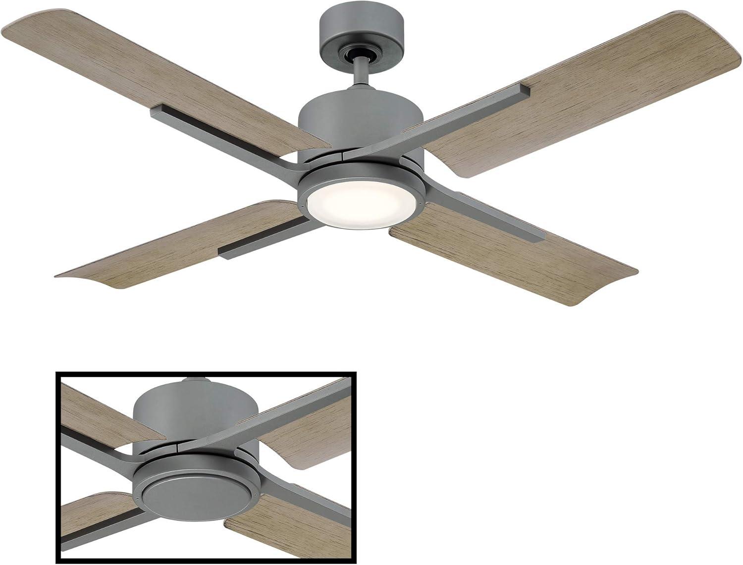 Cervantes Indoor and Outdoor 4-Blade Smart Ceiling Fan 56in Graphite Weathered Gray with 3000K LED Light Kit and Remote Control