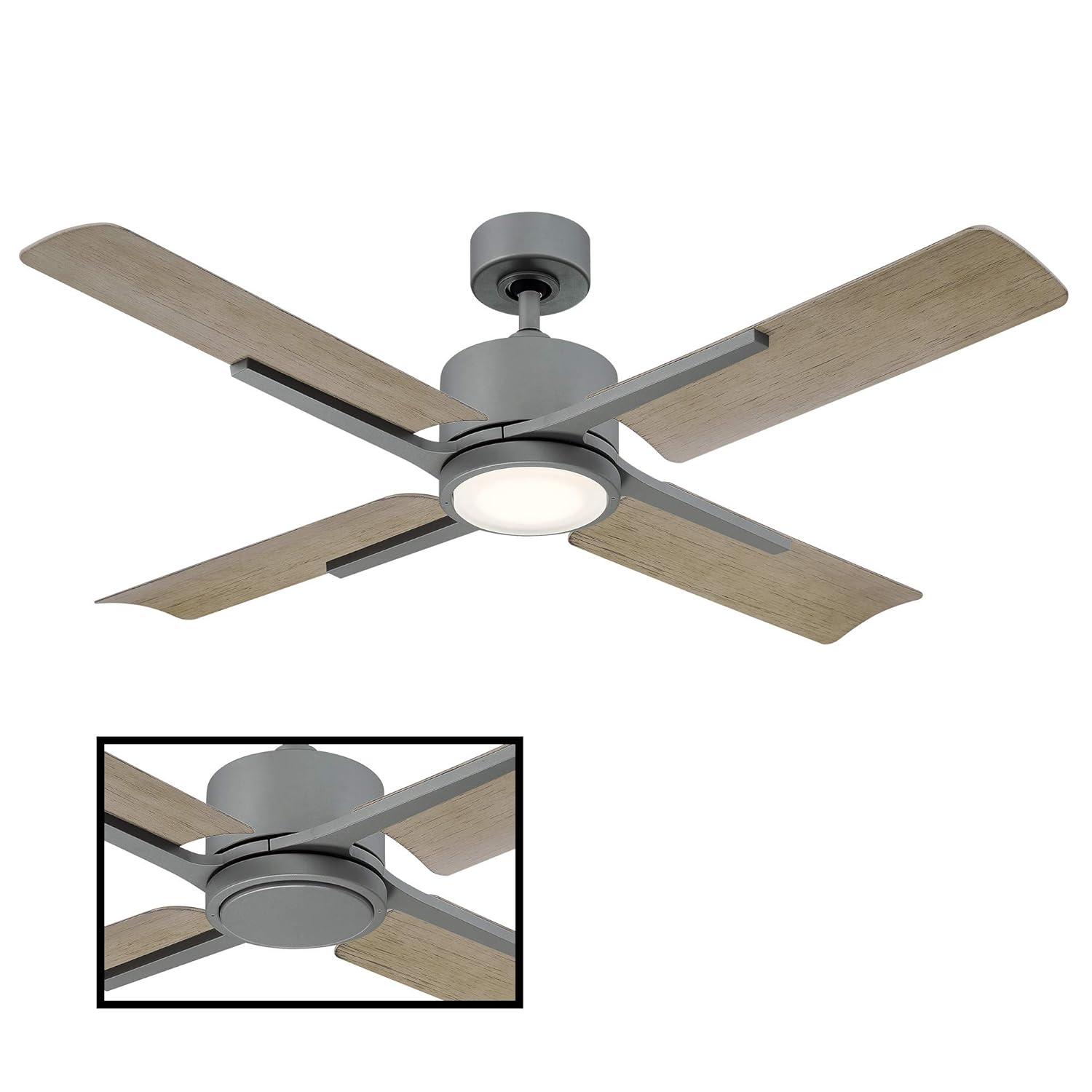 Cervantes Indoor and Outdoor 4-Blade Smart Ceiling Fan 56in Graphite Weathered Gray with 3000K LED Light Kit and Remote Control