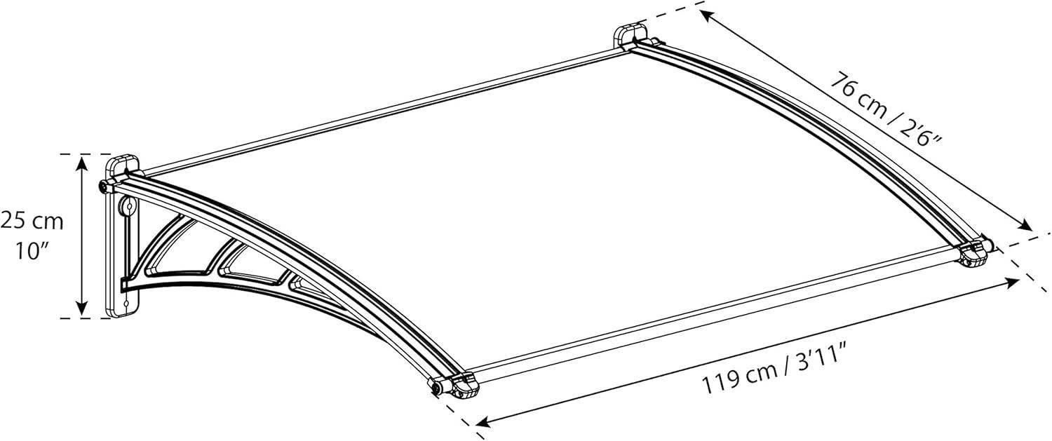 Palram - Canopia Neo Polycarbonate Clear Stationary Slope Door and Window Awning